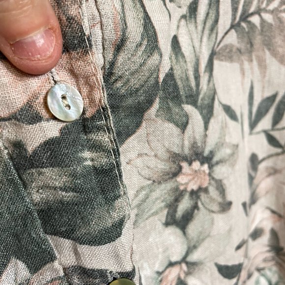 Stella Martini Linen Floral Print 3/4 Sleeve Popover Dress Tunic XL - Picture 2 of 8